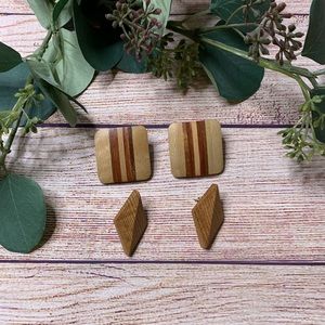 Vintage wooden pierced earrings